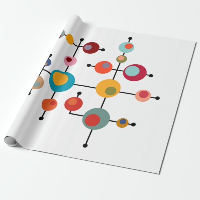 Mid-Century Modern Bubbles  Wrapping Paper (Unrolled)