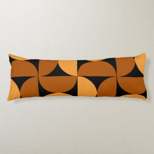 Mid-Century Modern Burnt Clay and Mocha   Body Pillow