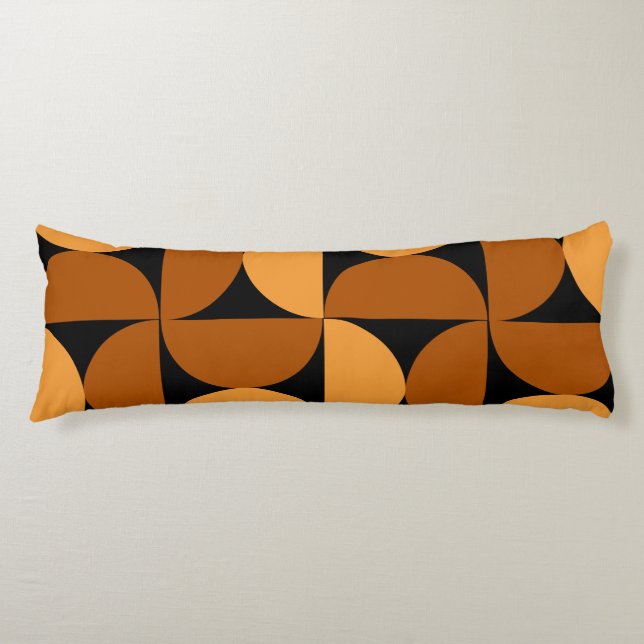 Mid-Century Modern Burnt Clay and Mocha   Body Pillow (Front)