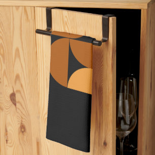 Mid-Century Modern Burnt Clay and Mocha   Kitchen Towel