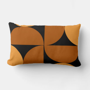 Mid-Century Modern Burnt Clay and Mocha  Lumbar Pillow