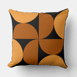 Mid-Century Modern Burnt Clay and Mocha   Throw Pillow