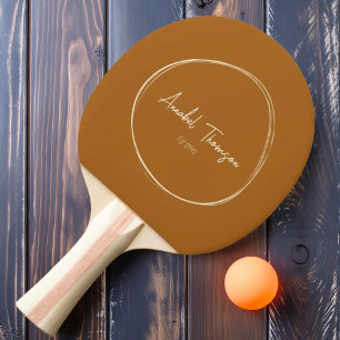 Mid-Century Modern Burnt Sand with Name Ping Pong Paddle