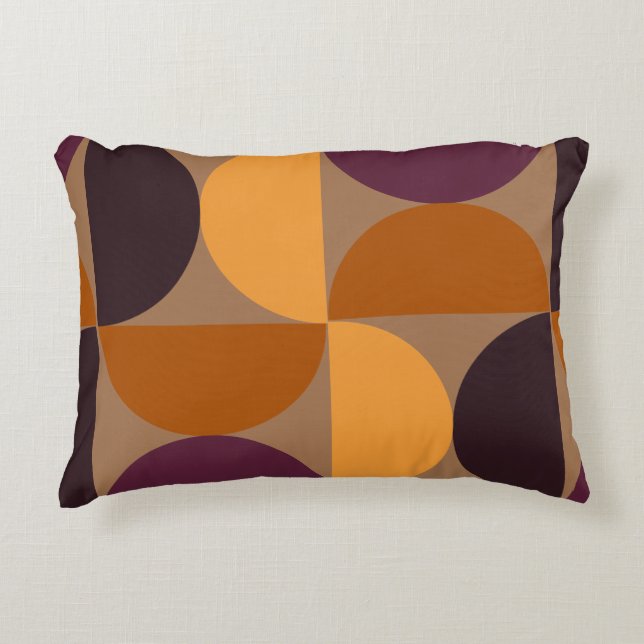 Mid-Century Modern Burnt Wine Eclipse  Accent Pillow (Front)