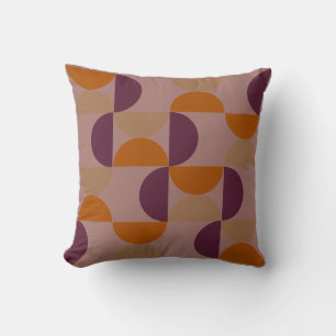 Mid-Century Modern Burnt Wine Eclipse  Throw Pillow