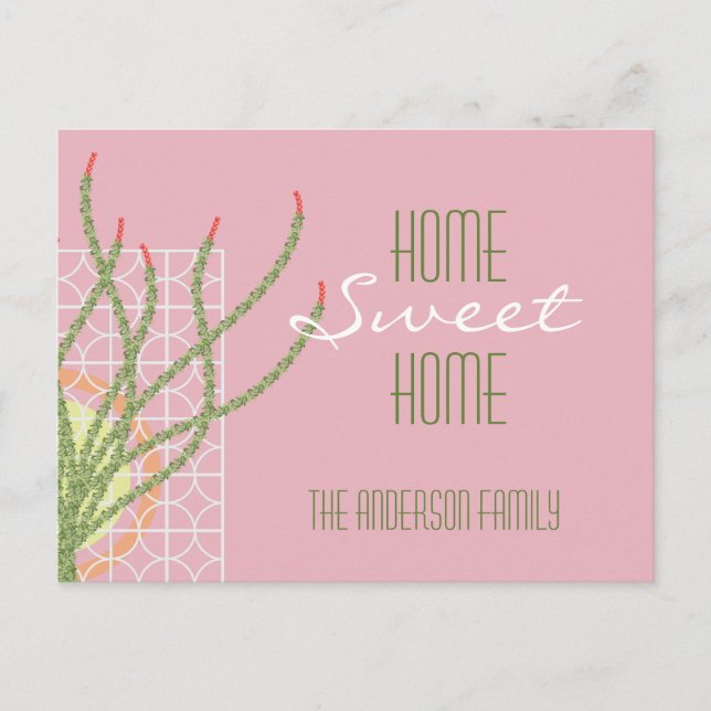 Mid Century Modern Cactus l Moving Announcement Postcard (Front)