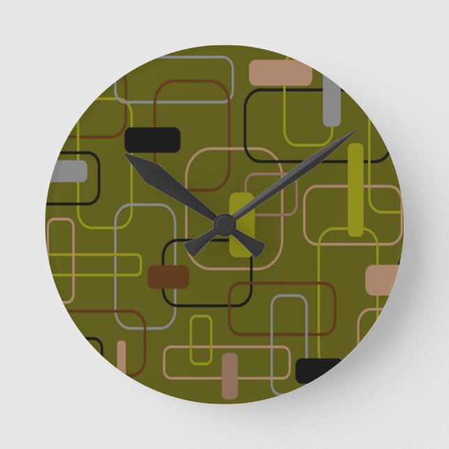 Mid-Century Modern Camouflage  Round Clock (Front)