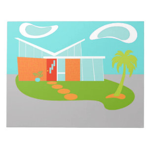 Mid Century Modern Cartoon House Notepad