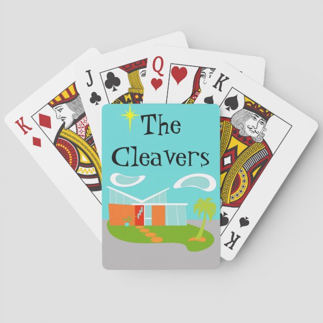Mid Century Modern Cartoon House Playing Cards (Back)