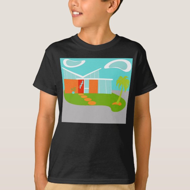 Mid Century Modern Cartoon House T-Shirt (Front)