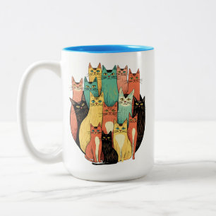 Mid-Century Modern Cat Collective Two-Tone Coffee Mug