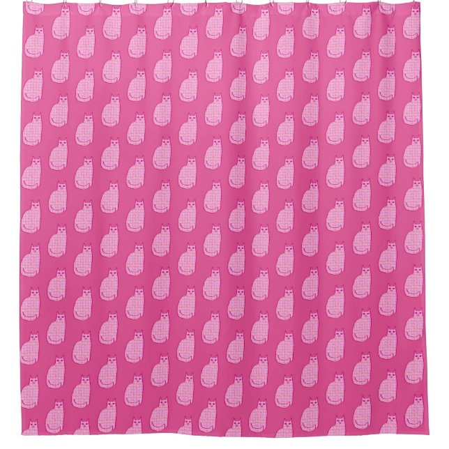 Mid-Century Modern Cat, Fuchsia and Light Pink  (Front)