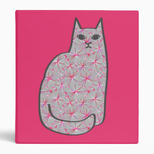 Mid-Century Modern Cat, Grey / Grey and Pink Binder