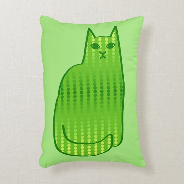 Mid-Century Modern Cat, Lime and Emerald Green   Accent Pillow (Front(Vertical))