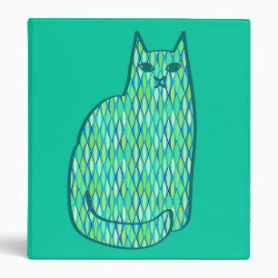 Mid-Century Modern Cat, Mint and Lime Green Binder