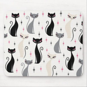 Mid Century Modern Cat Mouse Pad Retro Atomic Cats