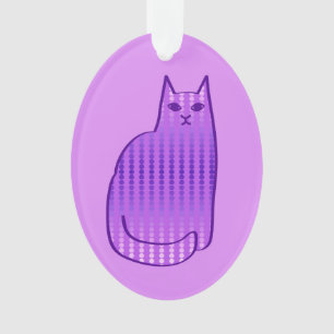 Mid-Century Modern Cat, Orchid and Purple Ornament