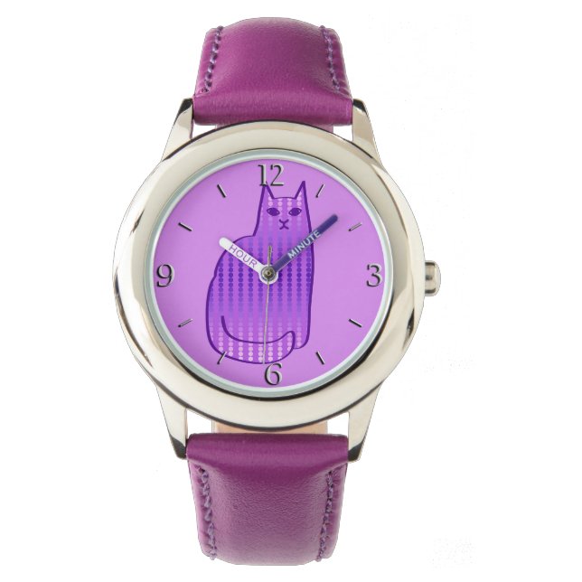 Mid-Century Modern Cat, Orchid and Purple Watch (Front)