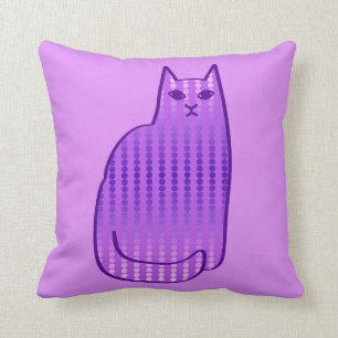 Mid-Century Modern Cat, Orchid and Violet Purple Throw Pillow