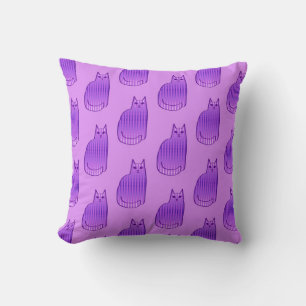 Mid-Century Modern Cat Print, Orchid and Purple Throw Pillow