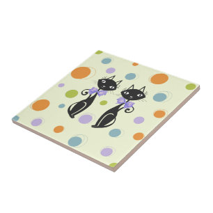 Mid Century Modern Cat Tile