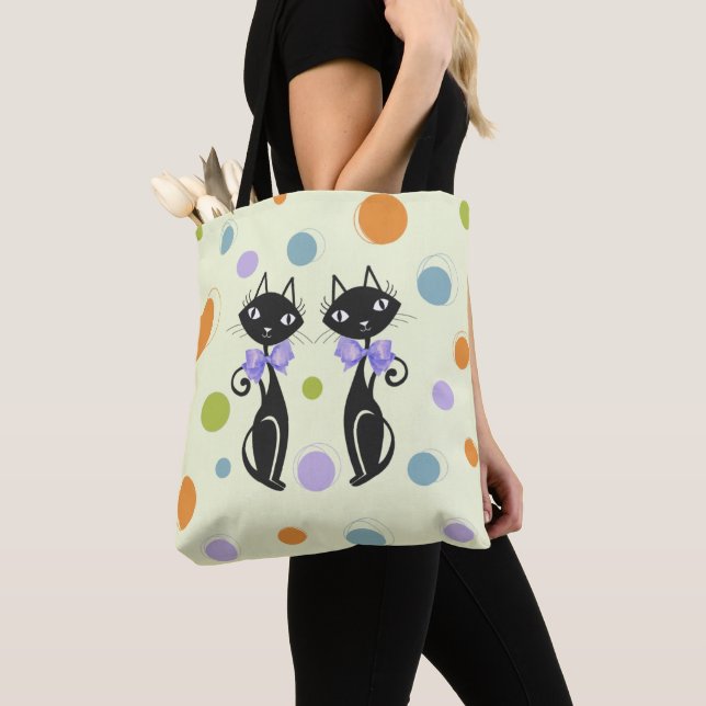 Mid Century Modern Cat Tote Bag (Close Up)
