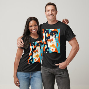  Mid-Century Modern Cats on an Abstract Background T-Shirt