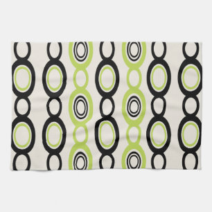 Mid Century Modern Chain Links Black Chartreuse Kitchen Towel