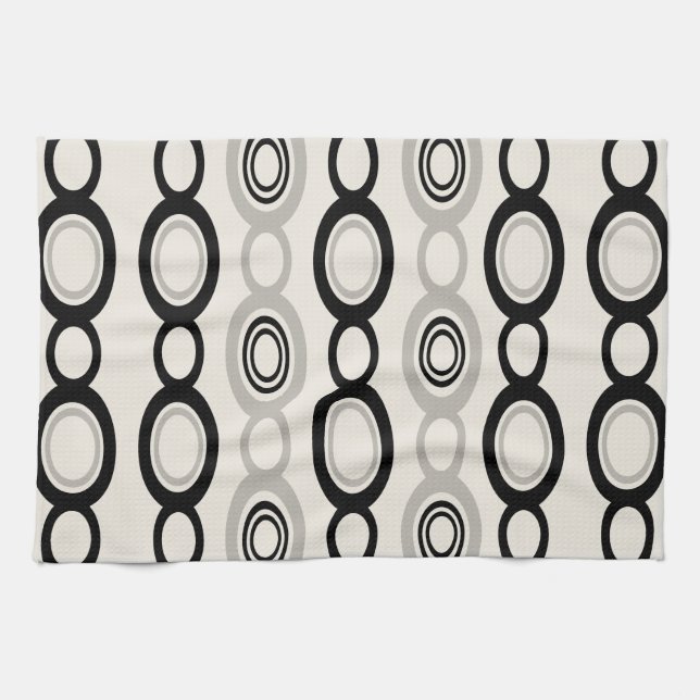 Mid Century Modern Chain Links Black Grey Kitchen Towel (Horizontal)