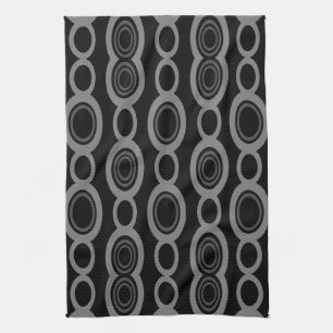 Mid Century Modern Chain Links Black Kitchen Towel