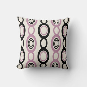 Mid Century Modern Chain Links Black Mauve Throw Pillow