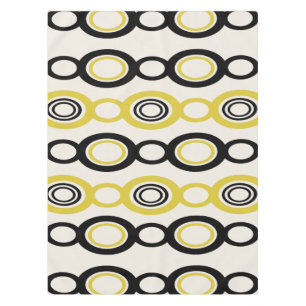 Mid Century Modern Chain Links Black Yellow Tablecloth