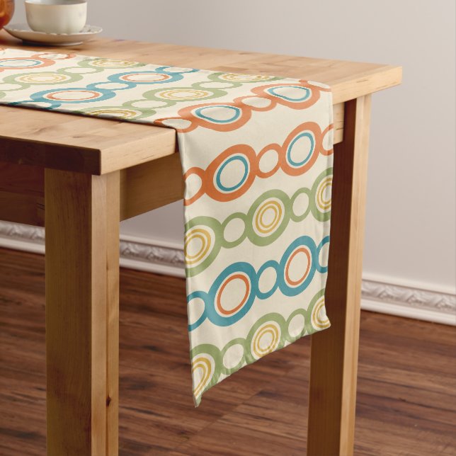 Mid Century Modern Chain Links Colourful Short Table Runner (In Situ)