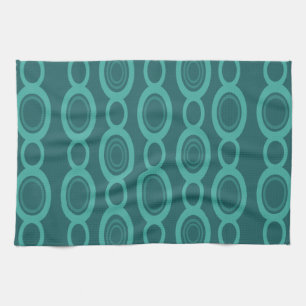 Mid Century Modern Chain Links Teal Kitchen Towel