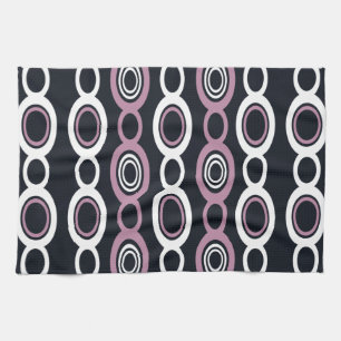 Mid Century Modern Chain Links White Mauve Kitchen Towel