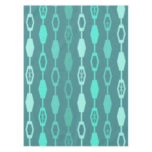 Mid Century Modern Chains Teal Tablecloth