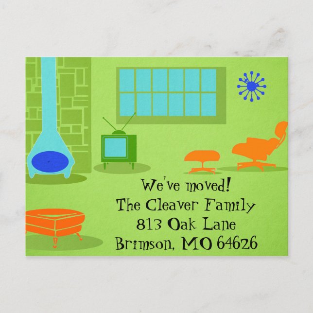 Mid Century Modern Change of Address Postcard (Front)