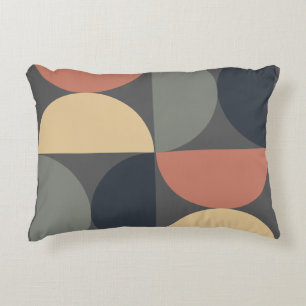Mid Century Modern Charcoal Salmon    Accent Pillow