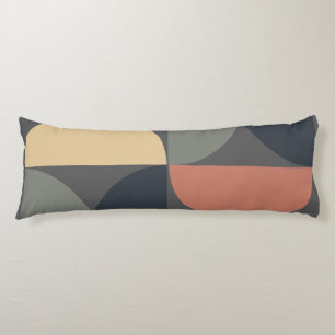 Mid Century Modern Charcoal Salmon Body Pillow