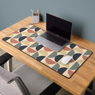 Mid Century Modern Charcoal Salmon  Desk Mat