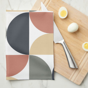 Mid Century Modern Charcoal Salmon   Kitchen Towel