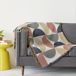 Mid Century Modern Charcoal Salmon Throw Blanket