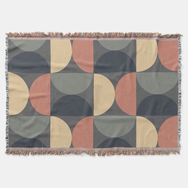 Mid Century Modern Charcoal Salmon  Throw Blanket (Front)
