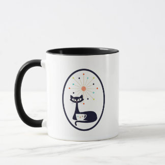 Mid Century Modern Chats avec tasse de café Art