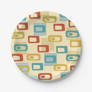 Mid Century Modern Cheerful Geo Pod Pattern Paper Plate