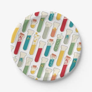 Mid Century Modern Chemistry Test Tube Stripe Paper Plate