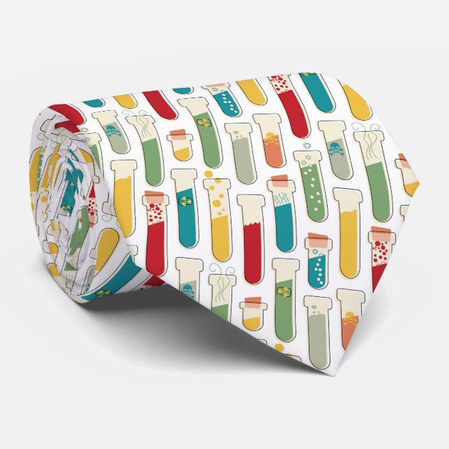 Mid Century Modern Chemistry Test Tube Stripe Tie (Rolled)