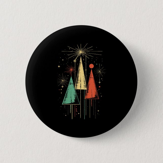 Mid Century Modern Christmas  2 Inch Round Button (Front)