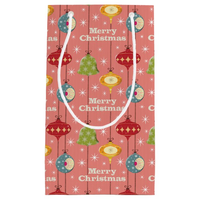 Mid Century Modern Christmas Baubles Small Gift Bag (Front)