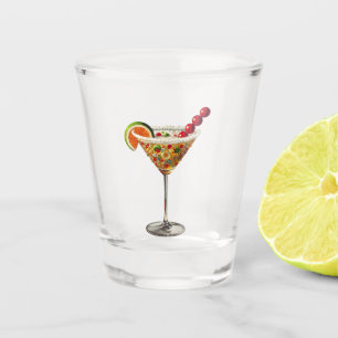 Mid Century Modern Christmas Candy Martini  Shot Glass